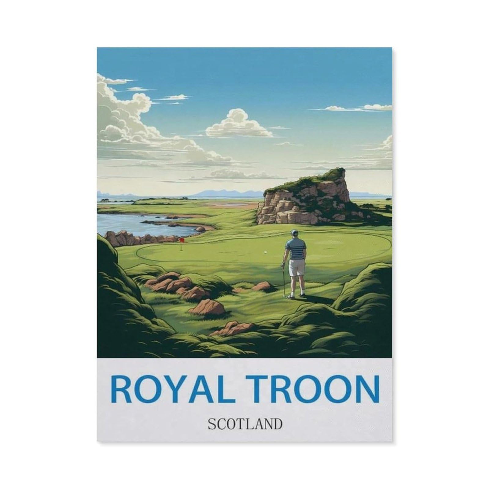 BEAYODKP DIY Diamond Painting，Royal Troon Scotland Vintage Travel Poster Golf，Cross Stitch Full Drill 5D Embroidery Mosaic Wall Decor Art（40 x 50 cm/15.74 x 19.68 inches）-CK69