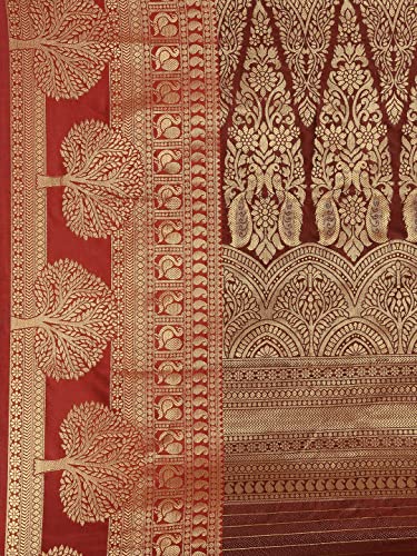Image of Panzora Women's Banarasi Silk Saree With Unstitched Blouse Piece