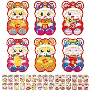 Generisch 6 Rote Umschläge Schlange Neujahr