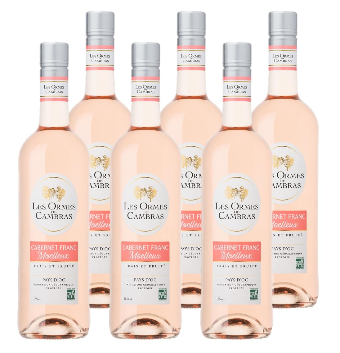 Les Ormes De Cambras - Vin Rosé Moelleux - Cabernet Franc - IGP Pays d'Oc - Lot 6 bouteilles x 75cl