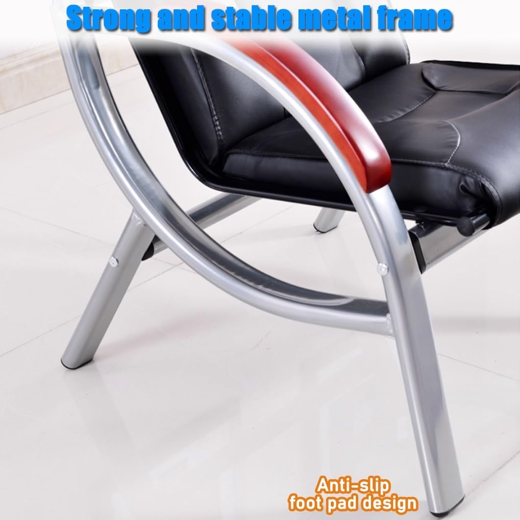 YVYKFZD Waiting Room Chairs with Arms, PU Leather Waiting Room Bench, High Back Office Guest Reception Chairs, Airport Reception Bench, for Bank Hospital Salon(Black,1 Seat)
