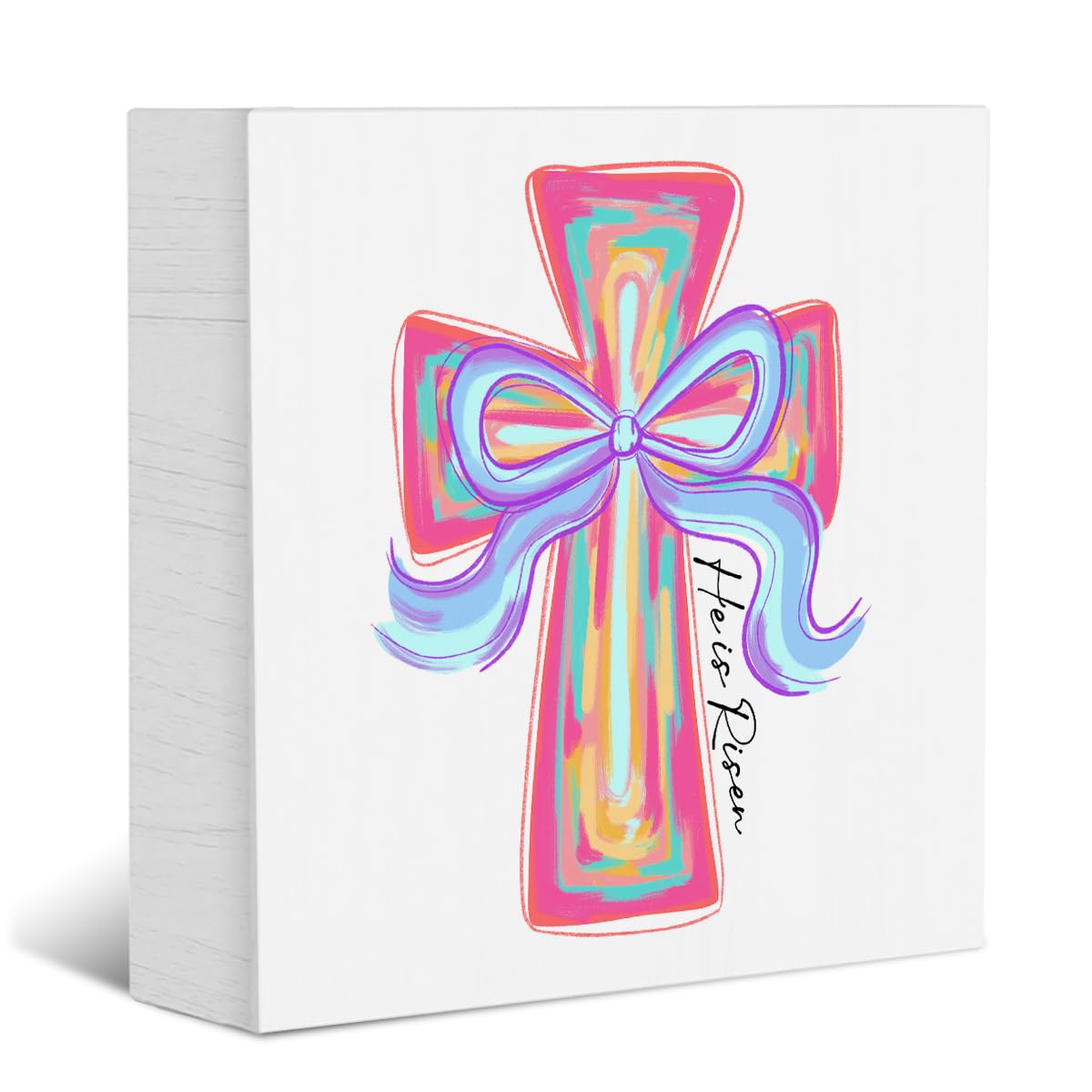 Photo 1 of ***The model may vary****
Easter Decorations Bunny Decor Easter Decor Wooden Box Sign Christian Gifts Home Farmhouse Office Bedroom Church Living Room Decor Rustic Rabbit Wooden Box Block Plaque for Desk Table Bookshelf