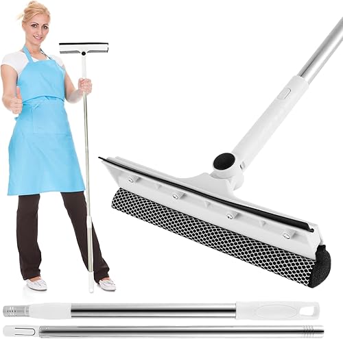 Miniatura 8 de Limpiador de ventanas limpiador de ventana ajustable para limpiar desde múltiples ángulos, herramienta de limpieza de ventanas con poste de