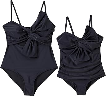 IFFEI Women One Piece Swimsuit Mommy and Me Tummy Control Bathing Suit Cutout High Waisted Girls Swimwear Beachwear
