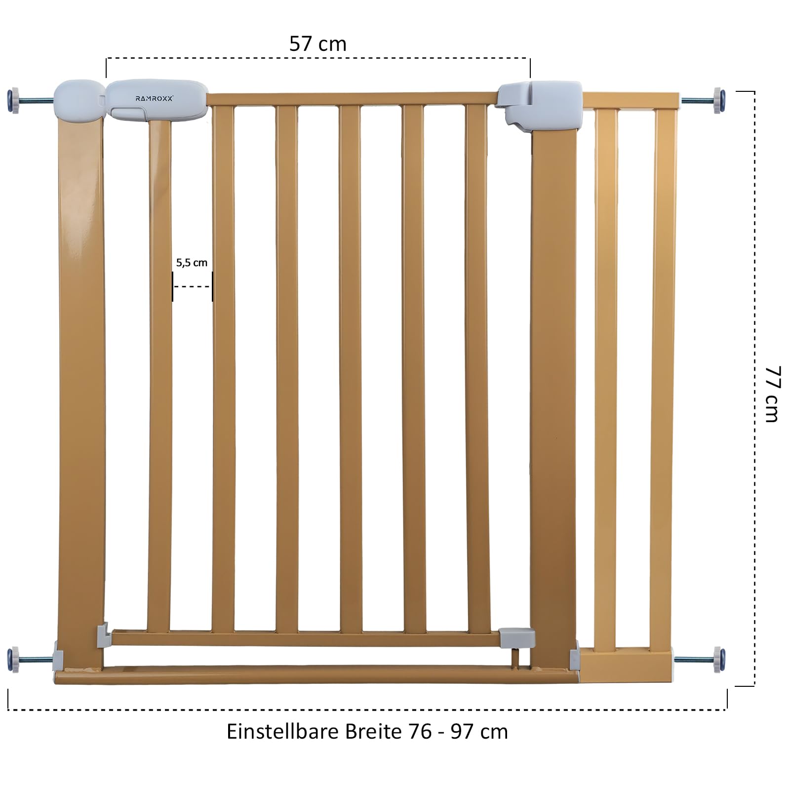 Absperrgitter Treppenschutzgitter beige für 89-99cm Durchgang 77cm Hoch