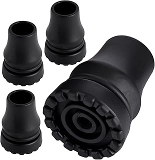 Abnaok 4-Pack Rubber Cane Tips 3/4 Inch Heavy Duty Walking Cane Tips, Black Sturdy Replacement Cane Tip for Seniors Walking Stick, Safety Cane Crutch Accessories