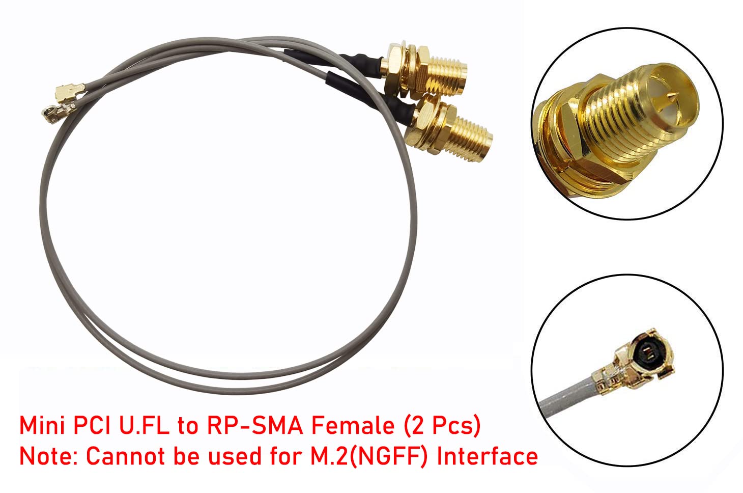 Tenmory UFL to SMA Mini PCI U.FL to RP-SMA Female Ipex Connector Pigtail Antenna Extension Cable (10 inch (2 Pcs))