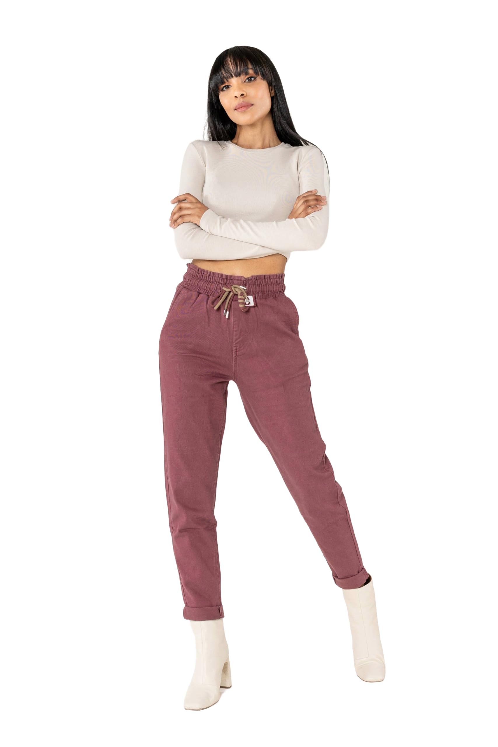 Nina Carter P500 Jeans casual da donna, in stile jogger, a vita alta, pantaloni da jogging estivi