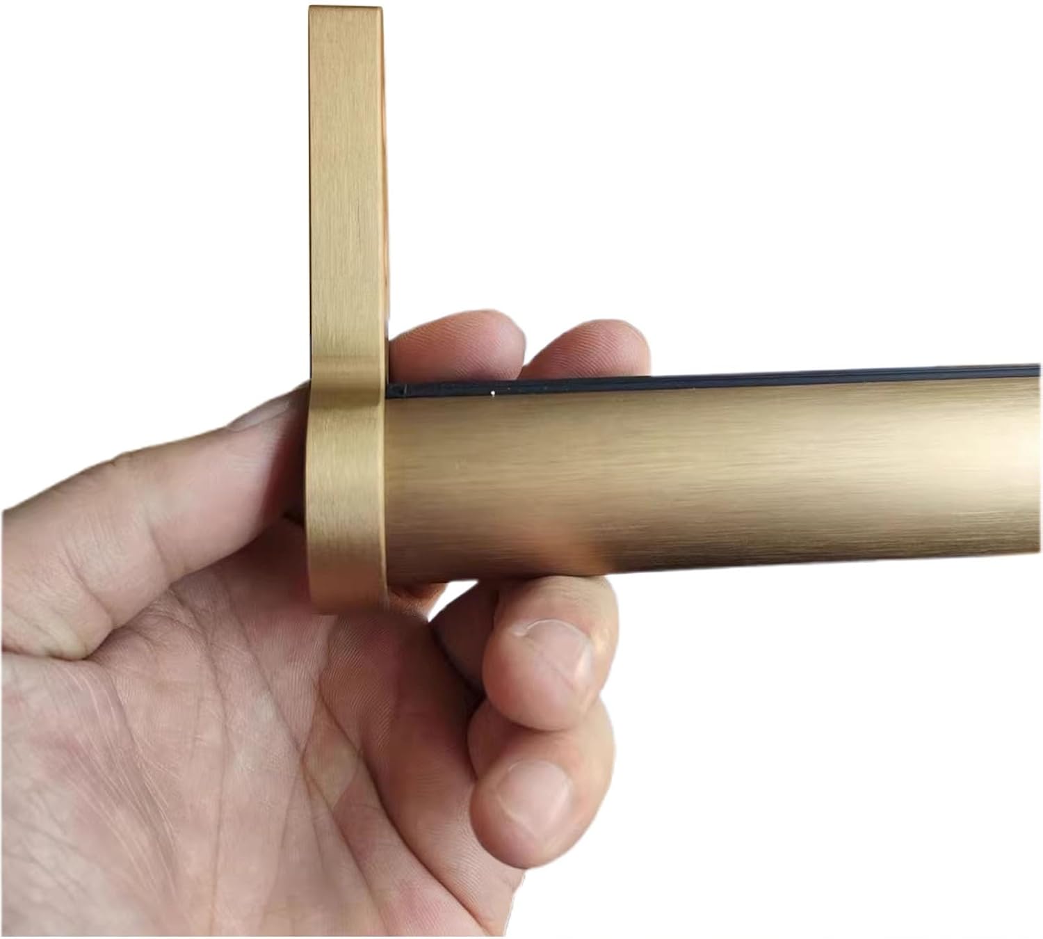 Brushed Gold Closet Rod Support Pole - Adjustable 18-53" Clothes Hanging Rod, Round Garment Rack for Ceiling/Wall Mount, Perfect Clothing Hanger Tube Bar (31.5")