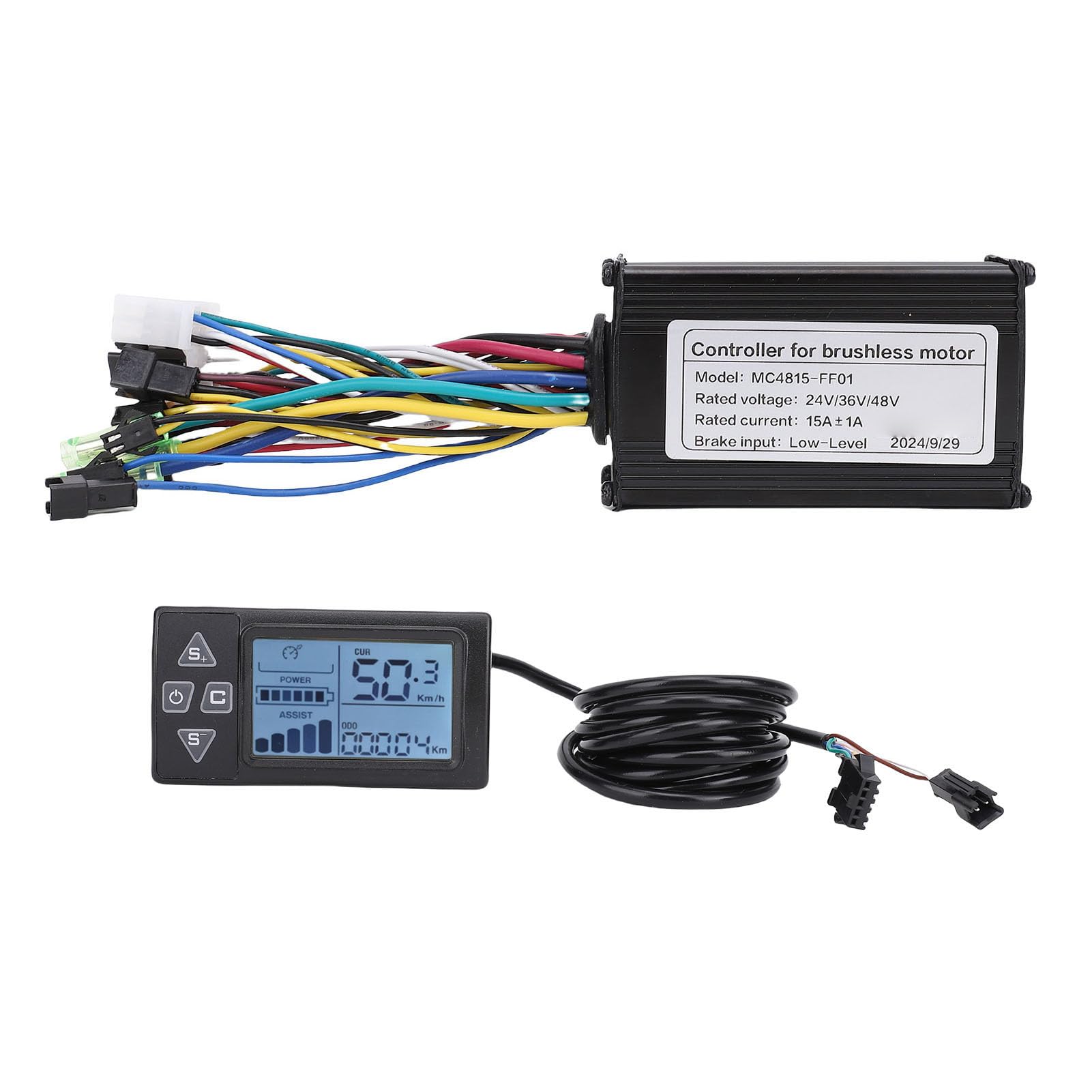 BuyWeek Kit de Controlador de Motor para Bicicleta Eléctrica Controlador de Onda Sinusoidal Sin Escobillas 15A 3 Modos con S861 Panel