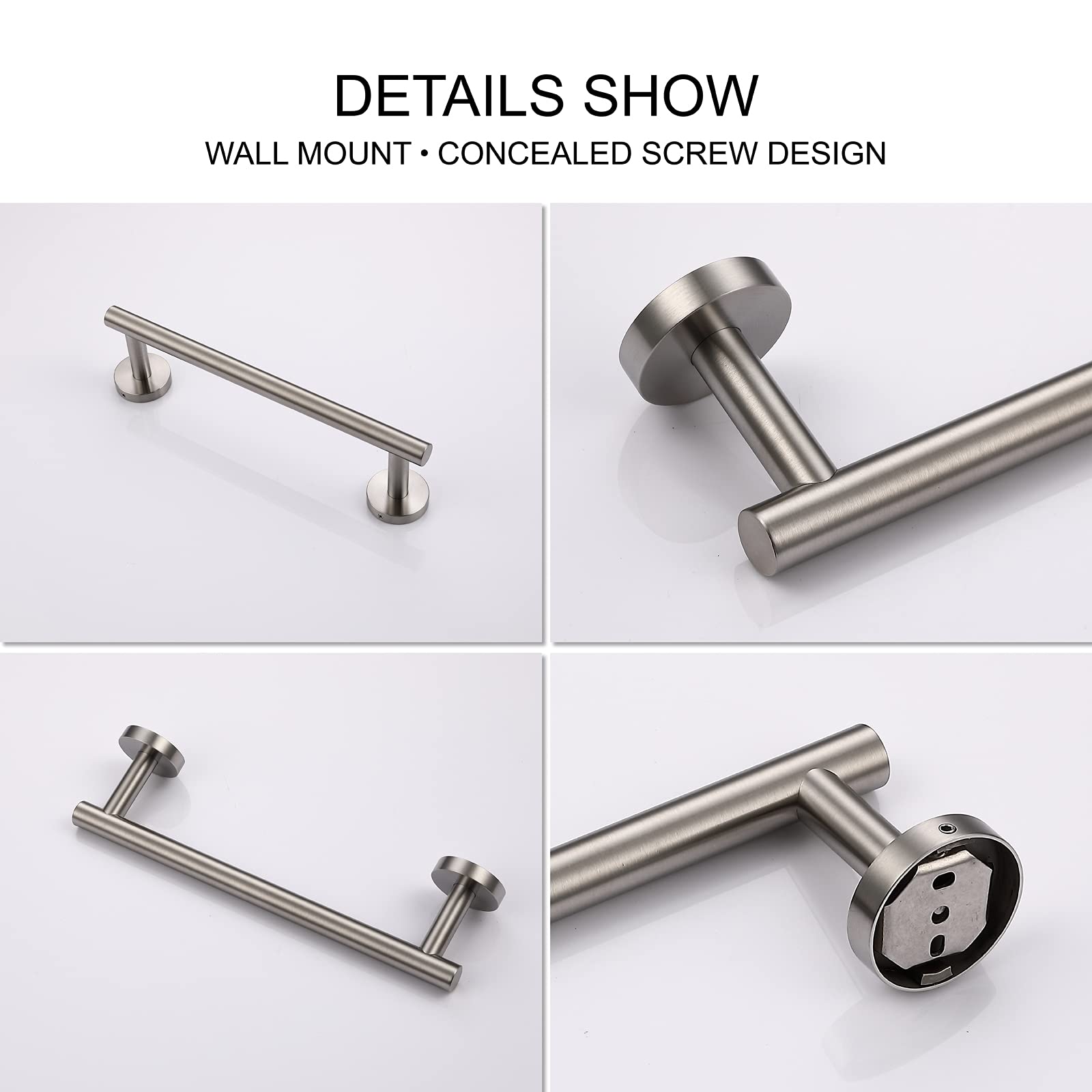 TASTOS 12-Inch Single Towel Bar Rack – Brushed Nickel, SUS304 Stainless Steel, Heavy Duty Wall Mount Towel Holder For Bathroom, Kitchen, RV