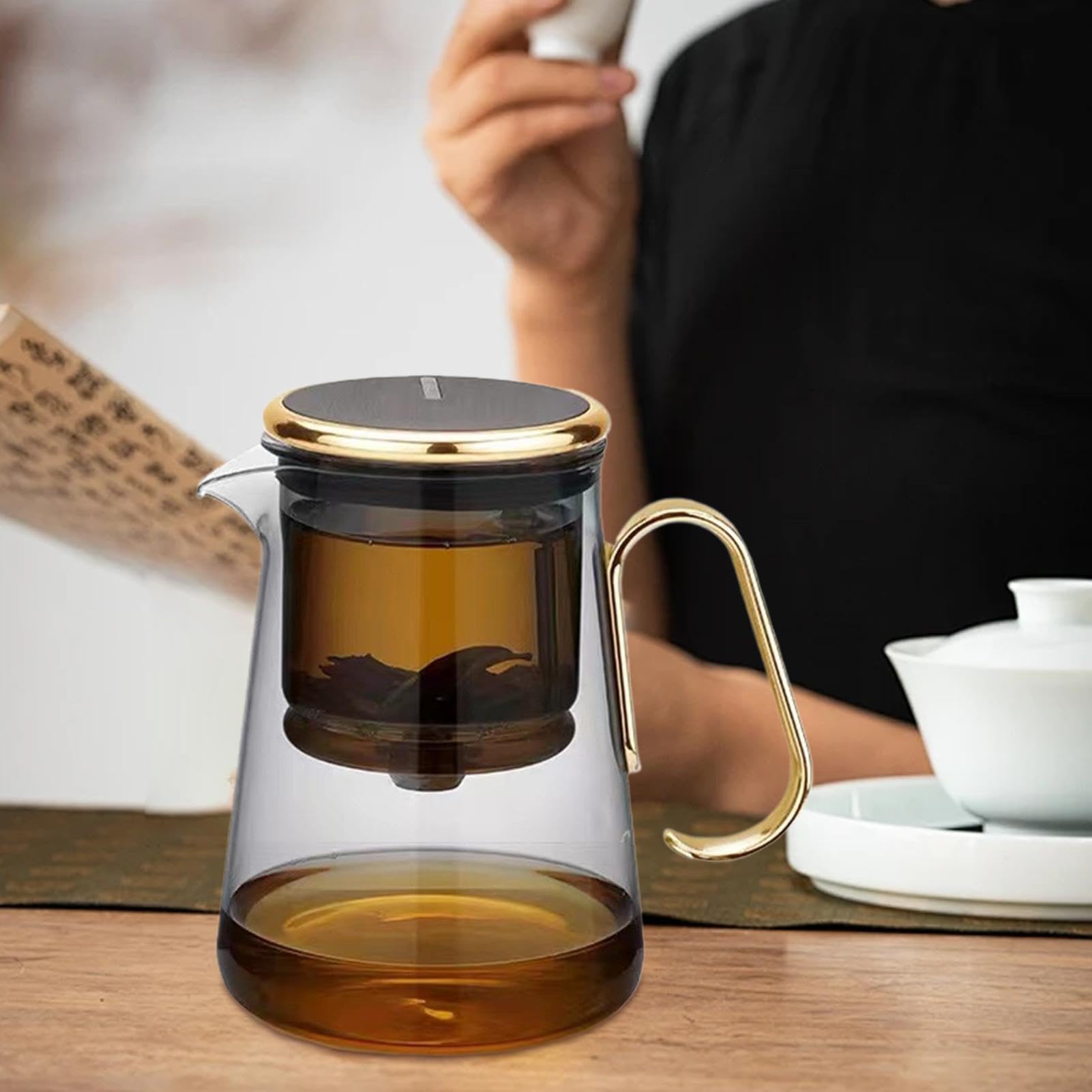 Teekanne mit Teesieb für losen Tee mit Sieb – Teebrühkanne, magnetischer Teekessel aus Glas | Eleganter Ornament-Teebereiter