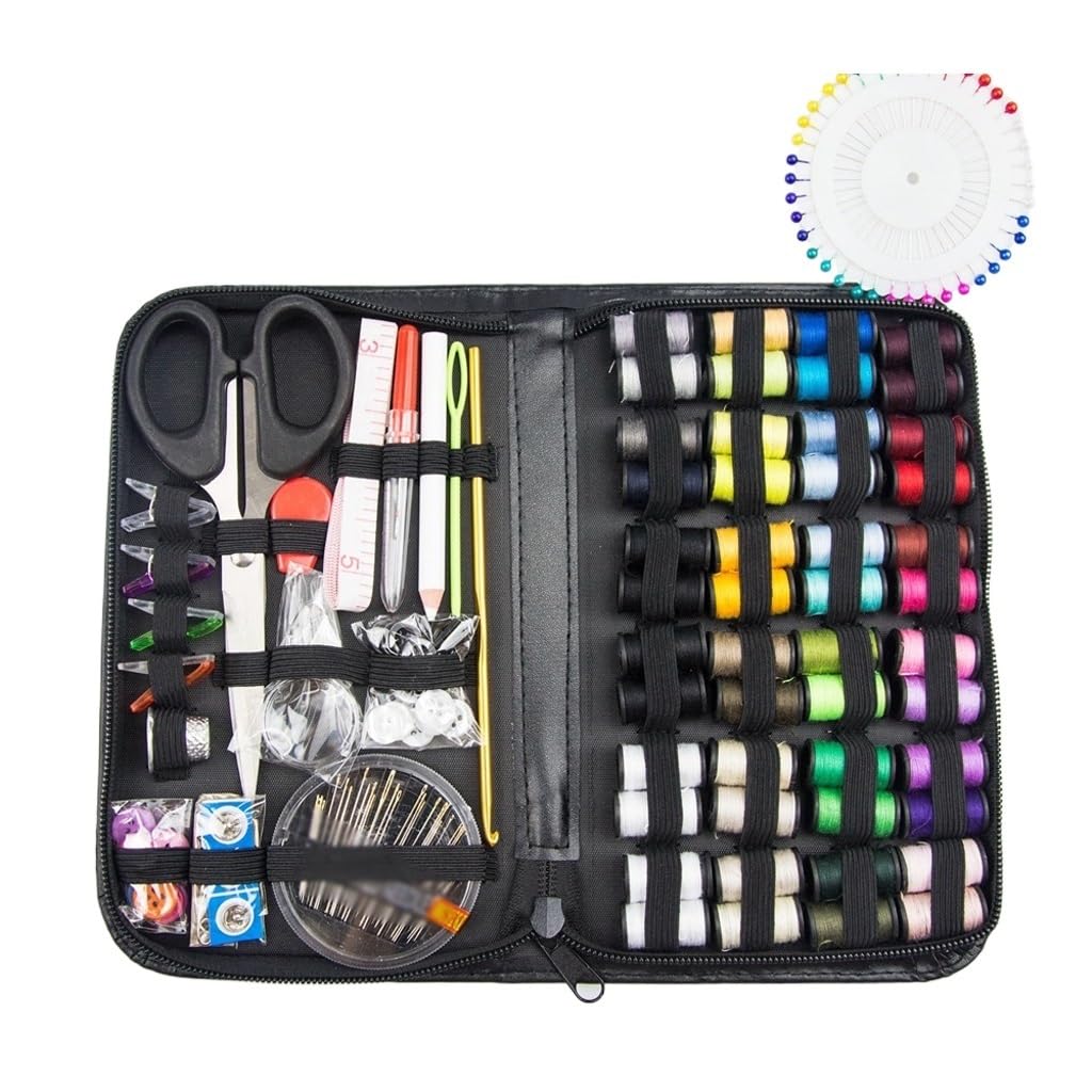 Kit de Costura Caja de Costura Herramientas de Costura y Remiendo Portátil Hogar Viaje Juego de Aguja e Hilo