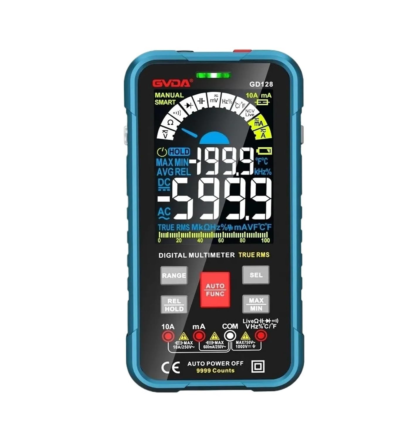 9999 Counting Digital Multimeter, Automatic Range, 1000V, 10A, Capacitance Value Tester (AC/DC)
