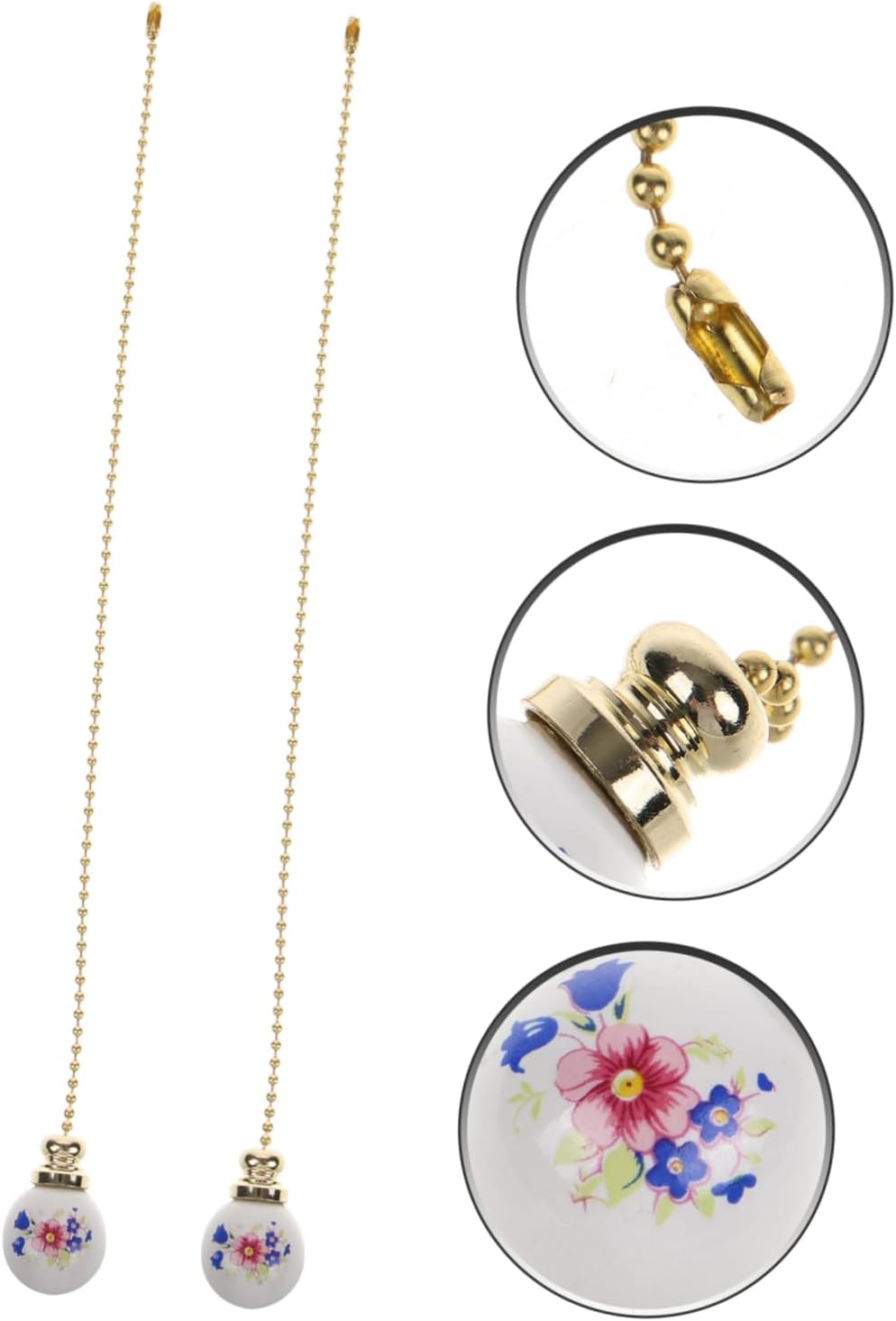 2pcs Ceramic Pull Chain Extender for Ceiling Fans Easy to Install Beaded Lighting Accessories Reliable Decorative Fan Pulls for Home and Office Use