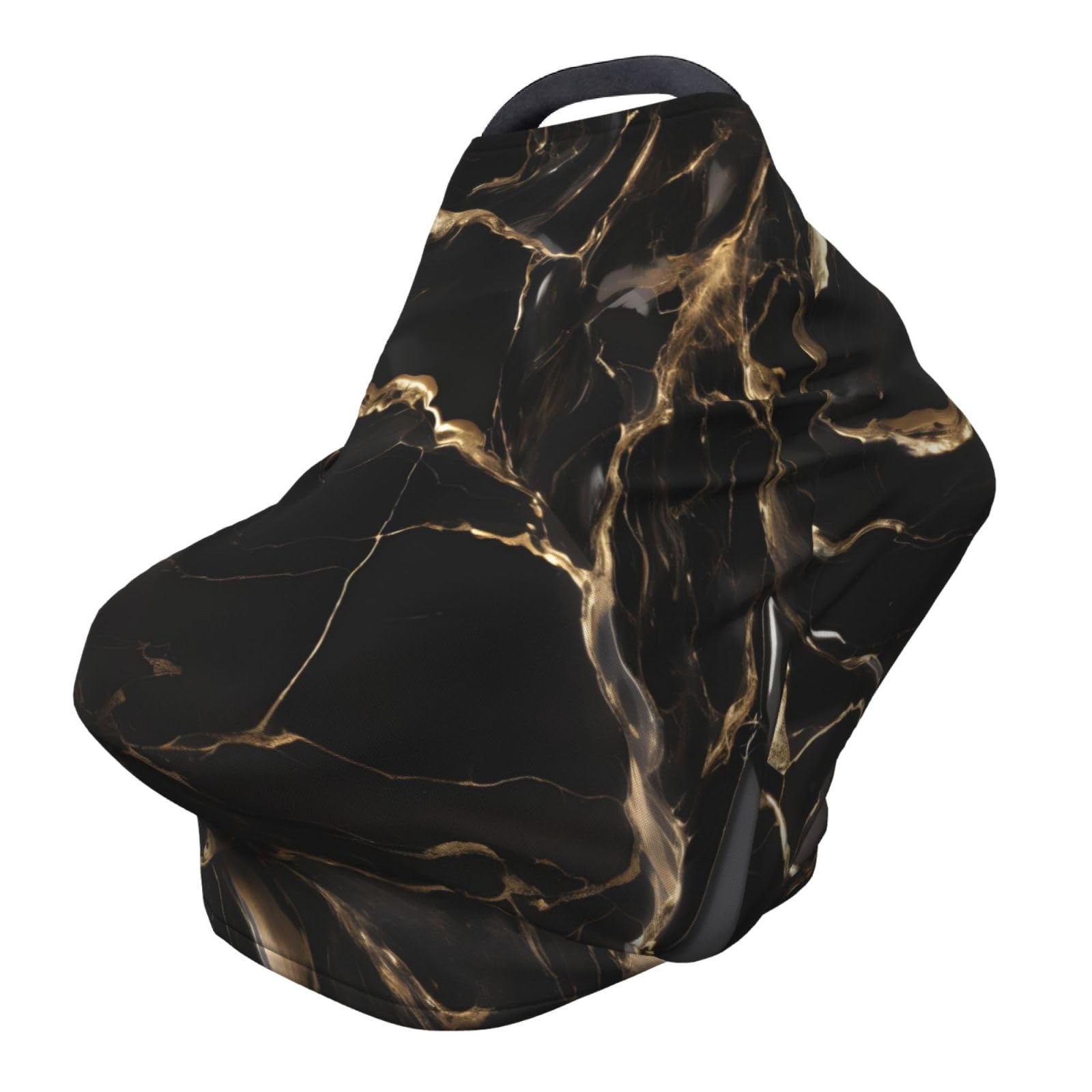 XZDHYZ Black Gold Marble Versatile full-print Stroller Chair Cover/Nursing Cover, specially designed for your baby