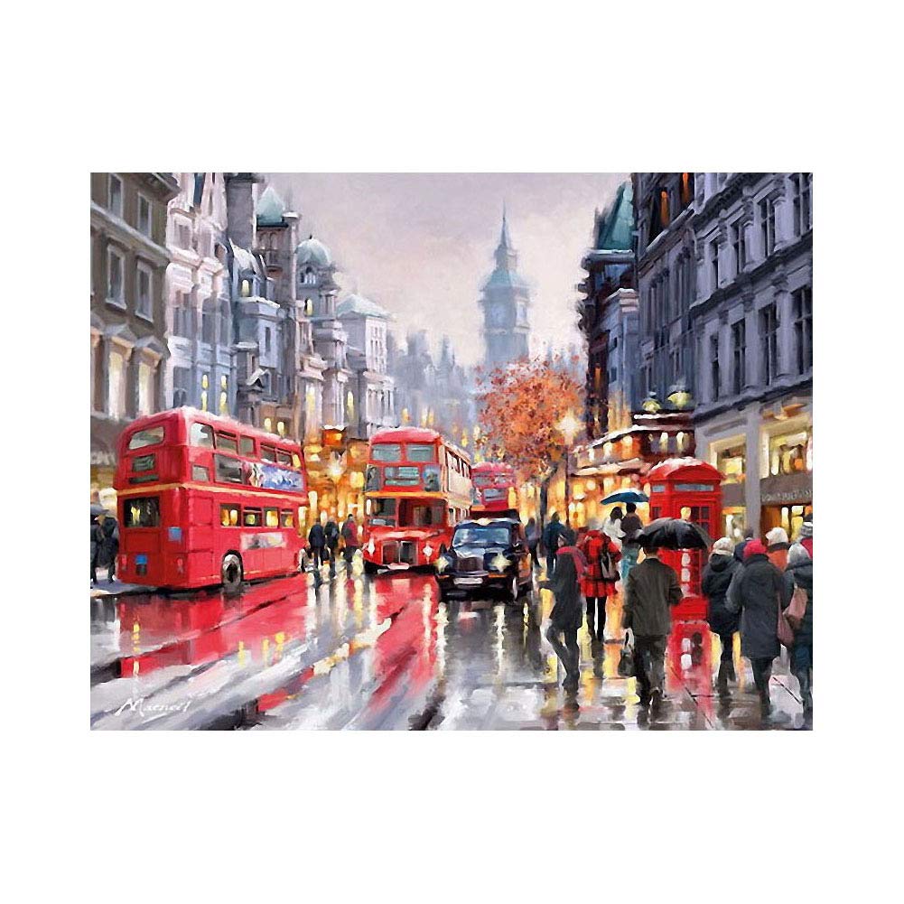 Hlsgmv DIY 5D Diamond Painting Kits London Romantic Bus Crystal Rhinestone Diamond Embroidery Paintings Pictures Arts Craft for Home Decoration 11.8 * 15.8 Inch/30X40 cm