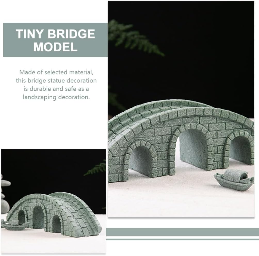 Happyyami Decor Miniature Bridge Statue Bridge Ornament Bridge Model Miniature Scene Bridge Tiny Bridge Tabletop Ornament Bridge Garden Statue Accessories Green Sandstone Sand Table