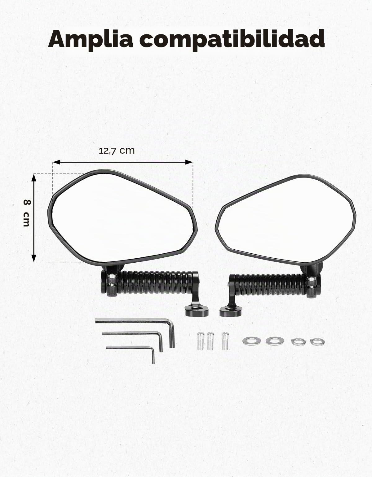 KEMIMOTO E9 Retrovisores Moto Homologados con CNC extensión, Universal Espejo M10, Compatible con Motos de Crucero, Calle