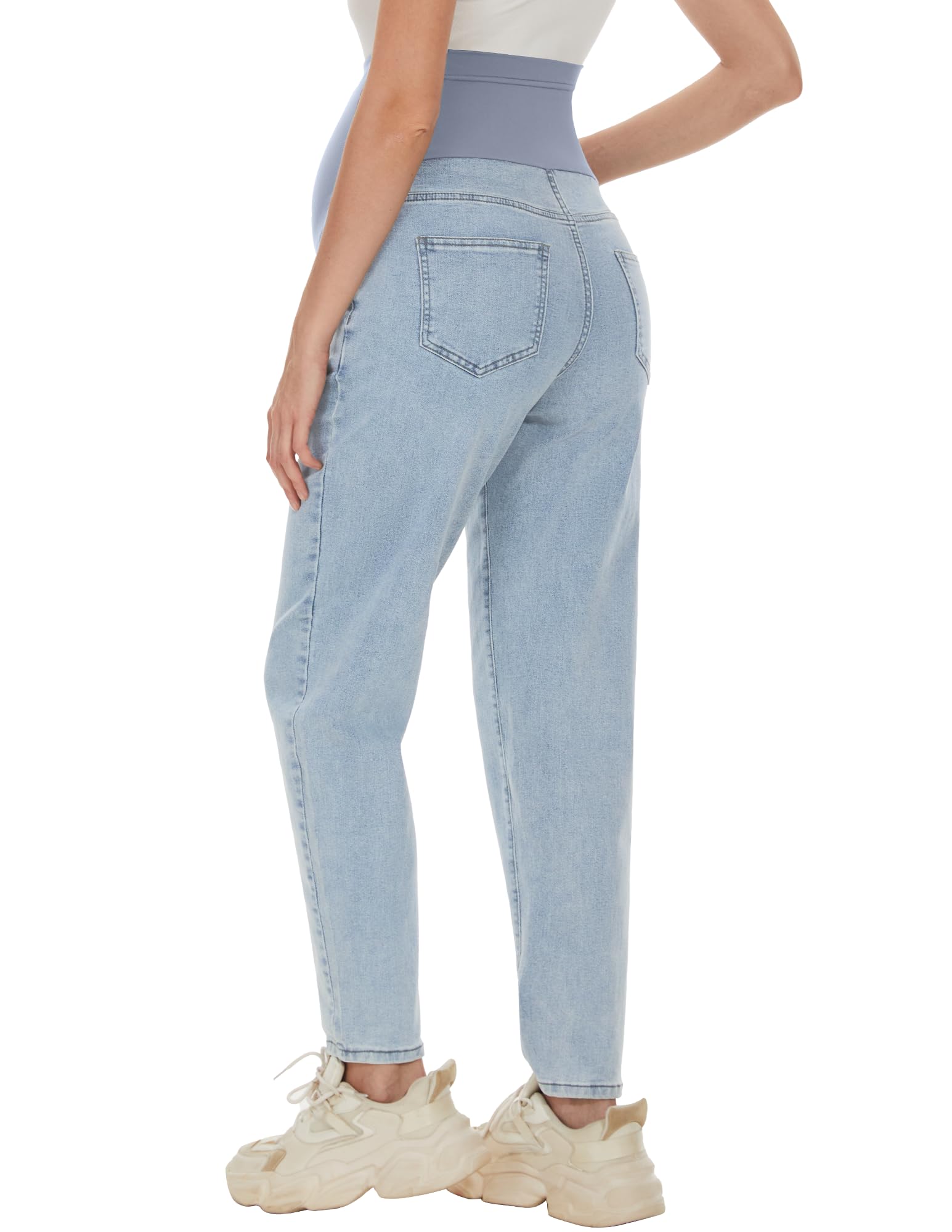 AVOG Umstands-Boyfriend-Jeans, hohe Taille, dehnbar, Denim, Schwangerschaftshose mit 4 Taschen