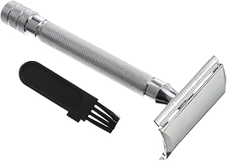 ماكينة حلاقة يدوية للوجه من الفولاذ المقاوم للصدأ مكونة من 2 قطعة من فوميز، ماكينة حلاقة يدوية للحية، ماكينة حلاقة آمنة لتشذيب اللحية وتشذيب اللحية، مجموعة حلاقة كهربائية بيضاء لكبار السن