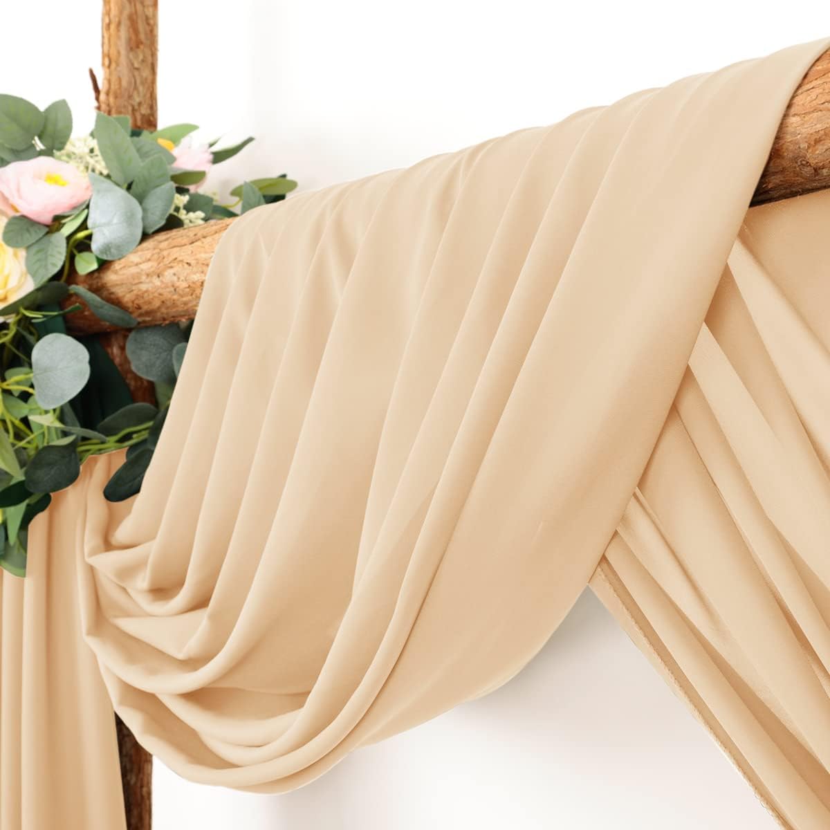 LINXTAR Wedding Arch Draping Fabric 30'' x 18FT Sheer Chiffon Arch Drape Backdrop 1 Panel Champagne Drape for Summer Wedding Bridal Shower Baby Shower Photo Booth Church Birthday Party Outdoor Decor