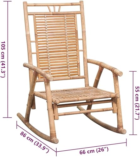 Miniatura 2 de Rocking Chair with Cushion Bamboo Dinning Room Chairs Outdoor Seating Outside Chairs Sillas para Comedor for Courtyard Beach Picnic Study