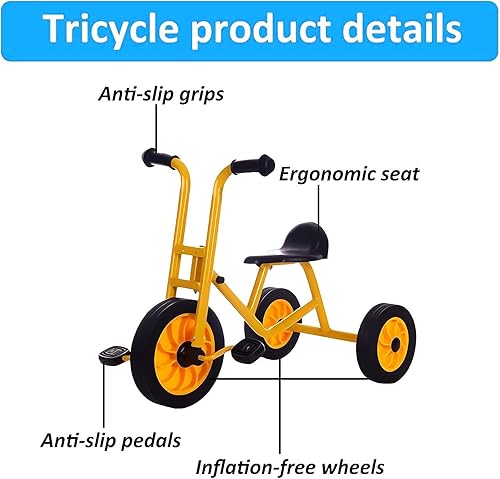 Miniatura 9 de Triciclo para niños pequeños de 3 a 6 años, bicicleta preescolar preescolar, patio de recreo para niños, triciclo en tándem para niños, equipo de