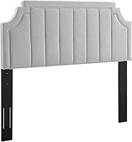 Vista 3 de Modway Alyona - Cabecera capitoné de terciopelo de alto rendimiento, color gris claro