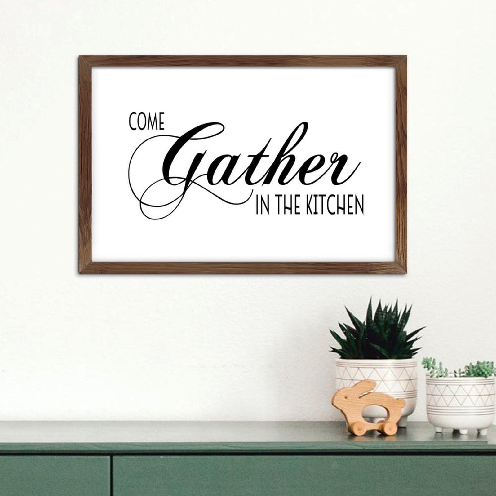 Décoration murale cuisine rétro panneau bois avec citation de partage