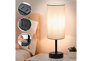Cylinder Touch Lamp Bedside Lamp with USB C Outlet