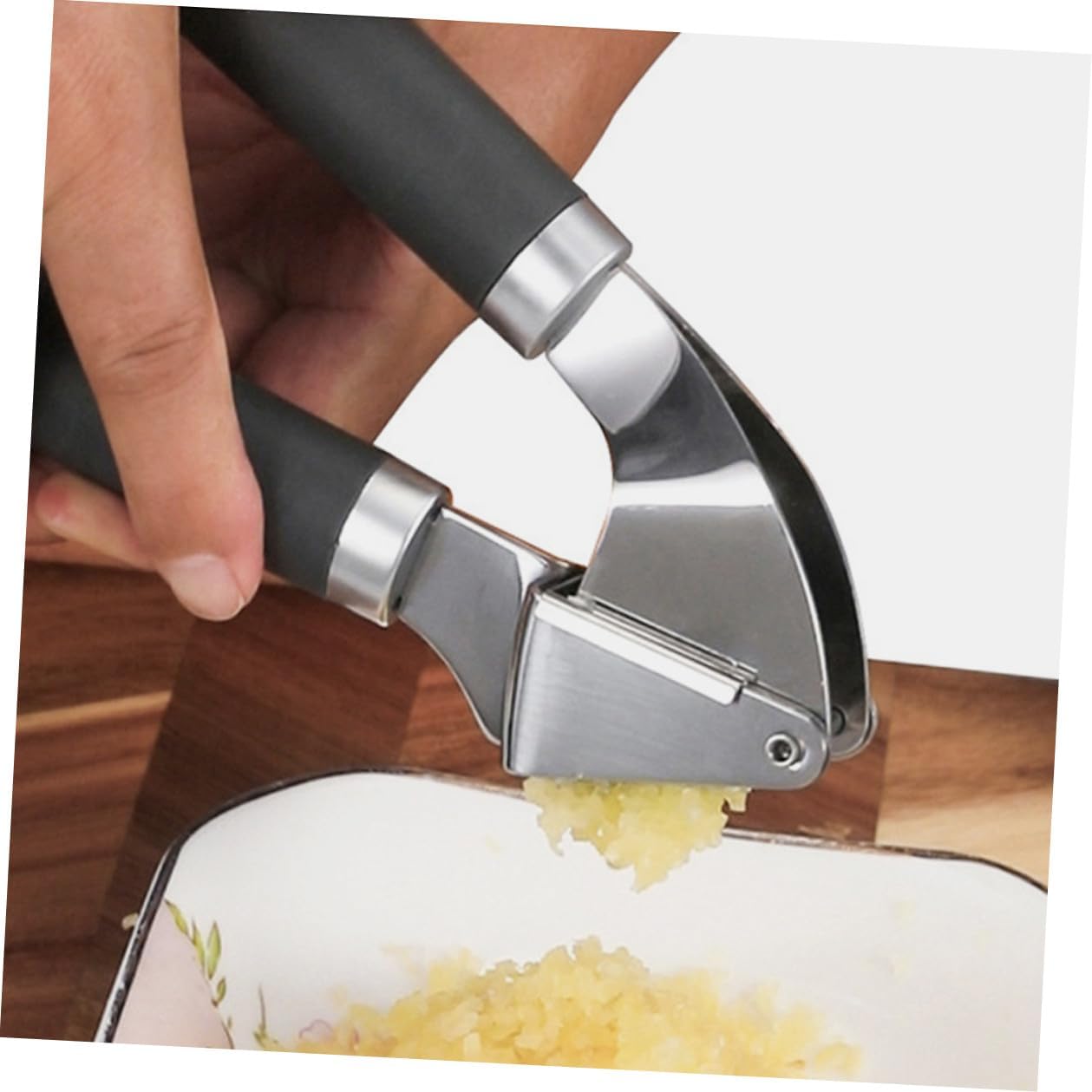 SHOWERORO Manual Stainless Steel Garlic Press Garlic Crusher Kitchen Tool Handheld for Home Cooking and Food Preparation