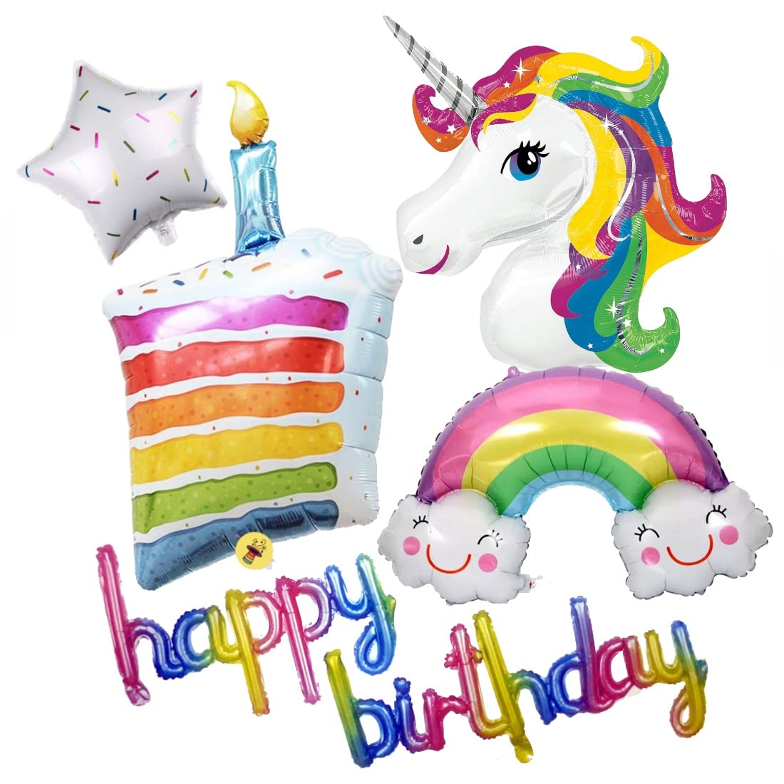 Atpata Funky Unicorn Theme Birthday Party Balloons, Decorations and Party Supplies (Rainbow Combo)