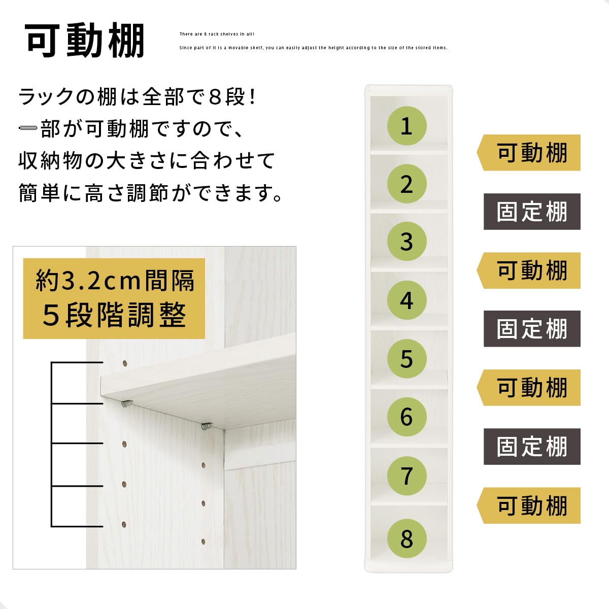 【新着商品】ぼん家具 本棚 幅60.1×奥行22.6×高さ179.9cm 8段 Amazon｜ぼん家具 本棚 スリム 大容量 収納棚 幅30×奥行22.6×高さ179.9
