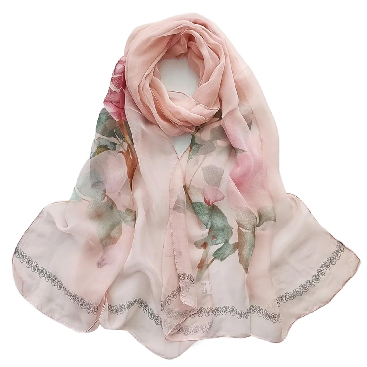 Sciarpa Primaverile 2 pezzi Sciarpa Fiore Donna Elegante Chiffon Estate Spiaggia Protezione Solare Scialle