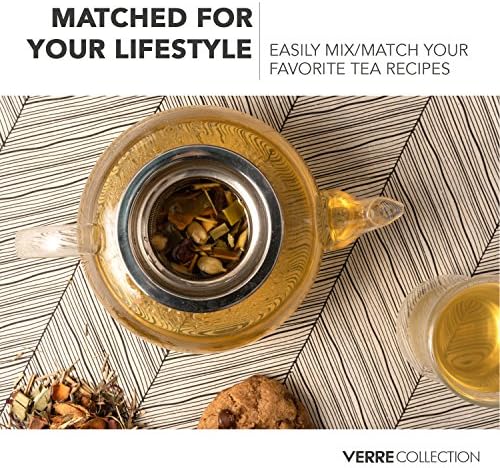 Verre Collection Glass Teapot Stovetop Compatible Kettle with Stainless Steel Removable Infuser, Loose Leaf Tea, Stovetop Safe Tea Pot and Strainer (800 ml)