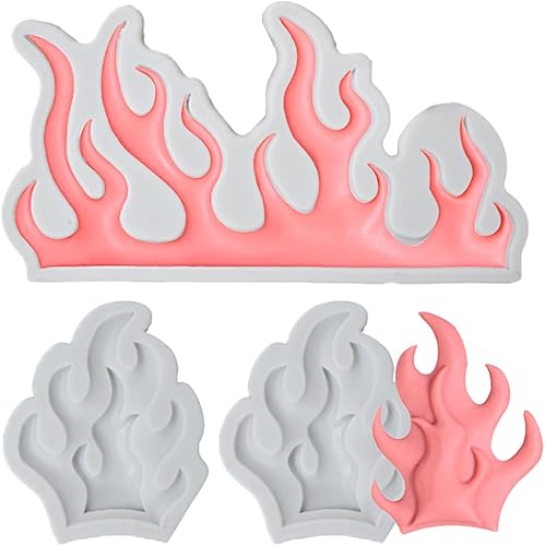3 moldes de fondant de llama, moldes de silicona para decoración de pasteles de fuego, moldes en forma de llama para Sugarcraft Cake Border Decor
