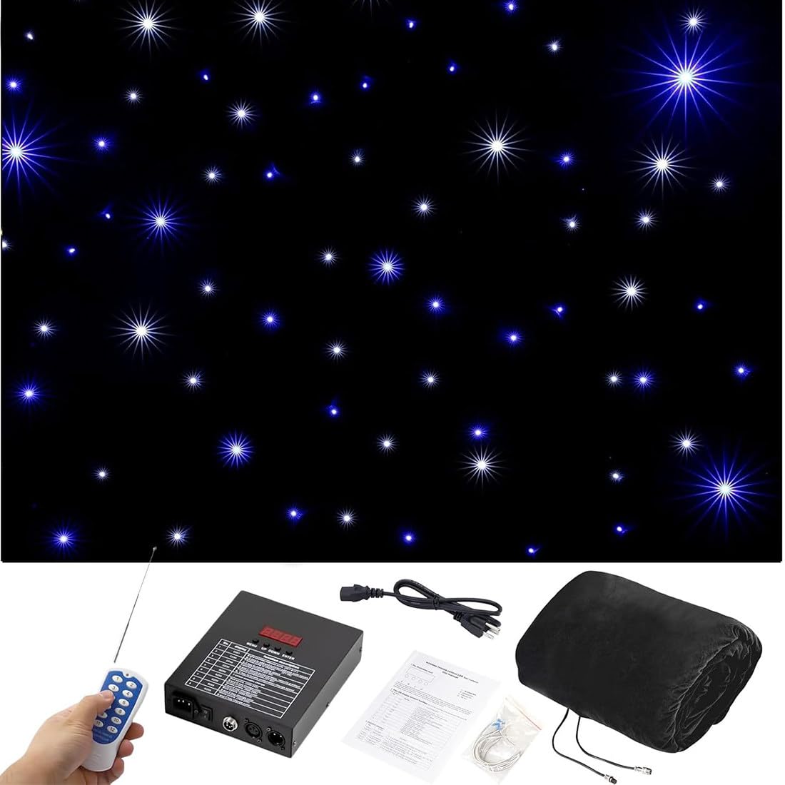 Rideau de fond à LED en forme d'étoile avec DMX512 et télécommande, rideau de scène pliable pour décoration de fête de mariage, club, 4 x 6 m