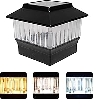Vista 12 de Paquete de 4 luces solares blancas para tapa de poste, 50 lúmenes seleccionables en 3 colores (3000 K/4000 K/6000 K), se adapta a postes de vinilo
