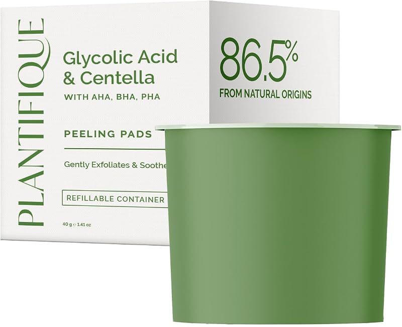 PLANTIFIQUE Refil de discos faciais com ácido glicólico, CICA e niacinamida
