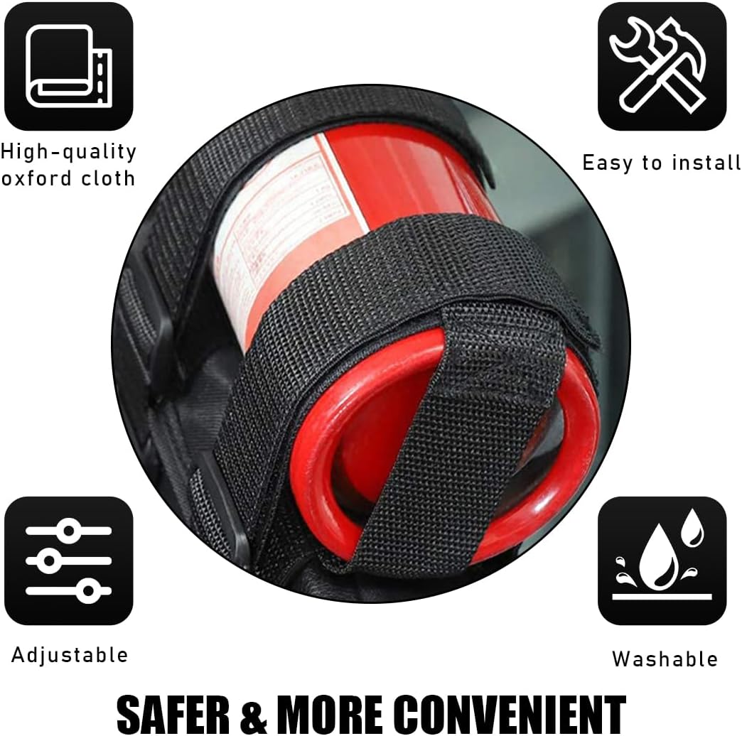 Wevdn Roll Bar Fire Extinguisher Holder, Adjustable Wear-Resistant Fire Extinguisher Mount Strap with American Flag Pattern, Universal Car Accessories for Cars Truck Wrangler (Black) image 4