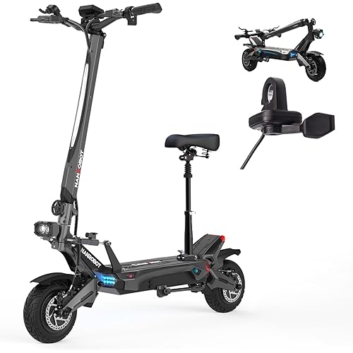 NANROBOT Electric Scooter Adults 50mph 3000W Dual Motor Fast E Scooter 80Miles Off Road Scooter Electric for Adults Foldable Kick Sports Scooter 10" Tires 330lbs Load with Suspension UL2272 Tested