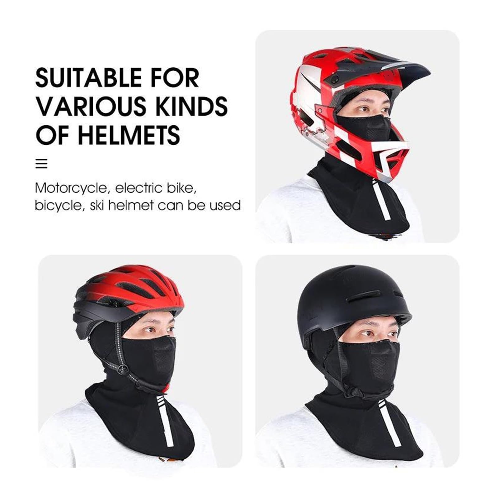 Montagne Moto Masque Facial Respirant Masque de maintien de moto, casquette polaire coupe-vent en polaire pour cyclisme d'hiver, capuche de moto en maille nid d'abeille, masque respirant, équipement d