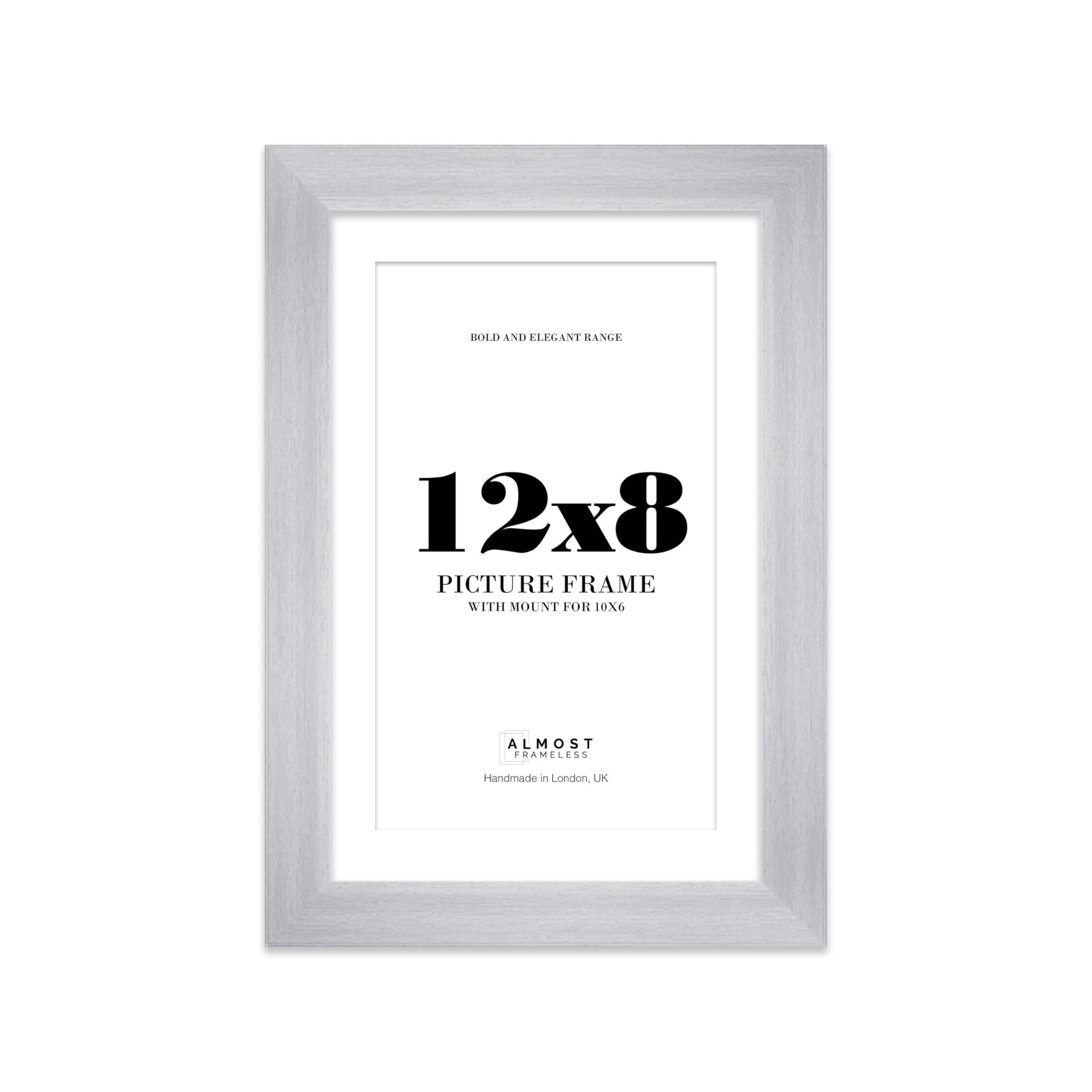 12x8 Silver Frame With Mount for 10x6 Pictures 28mm Edge Portrait and Landscape Display with Wall Hooks and Kickstand, 1 Pack