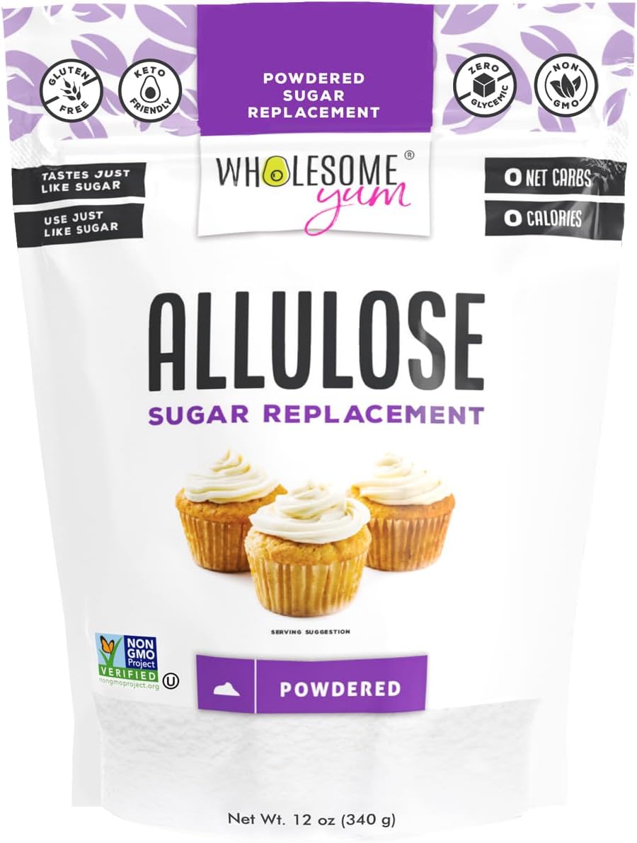 Powdered Allulose Sweetener - Natural Keto Powdered Sugar Substitute - Non GMO, Zero Carb, 0 Calorie, Sugar Free, No Aftertaste, Tummy Friendly - Confectioners Sugar Replacement (12 oz)