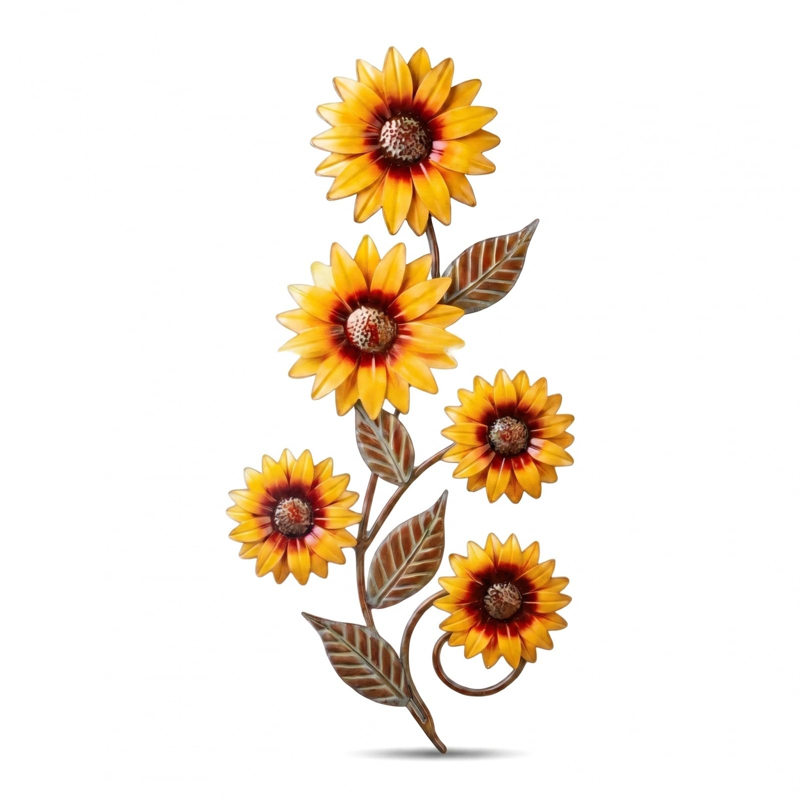 Solvio Metal Sunflower Wall Art Decor, Rustic Garden Ornaments Outdoor Wall Decorations for Patio, Fence, Porch, Kitchen Wall Art, Living Room and Farmhouse, Easy to Hang Yellow Floral Hanging Decor