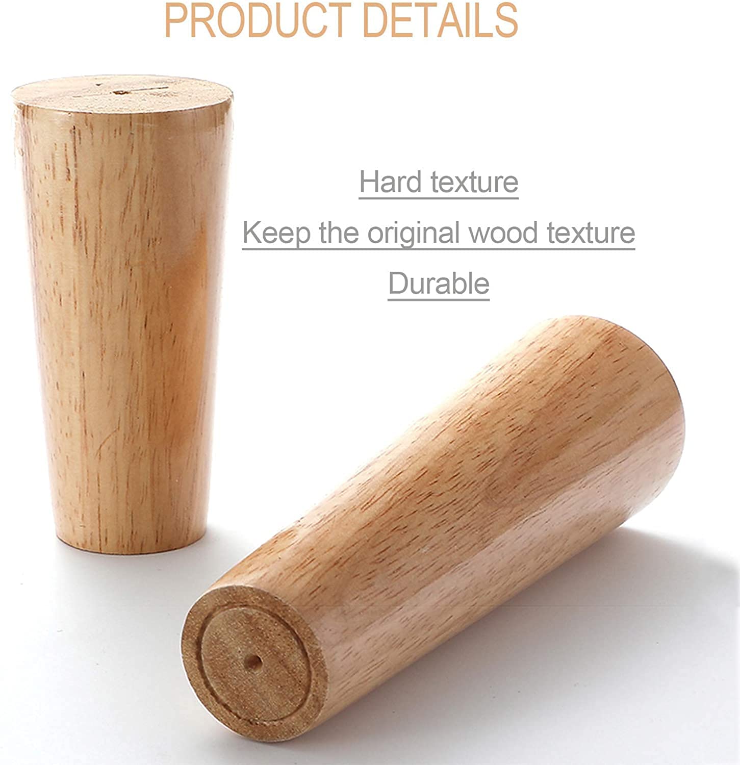 Patas De Madera Maciza Natural para Muebles, Patas De Madera para Gabinetes, Patas De Mesa, Herrajes De Muebles De Moda, Reemplazo para Sofá Cama, 4 Piezas, Patas D,60cm/24in
