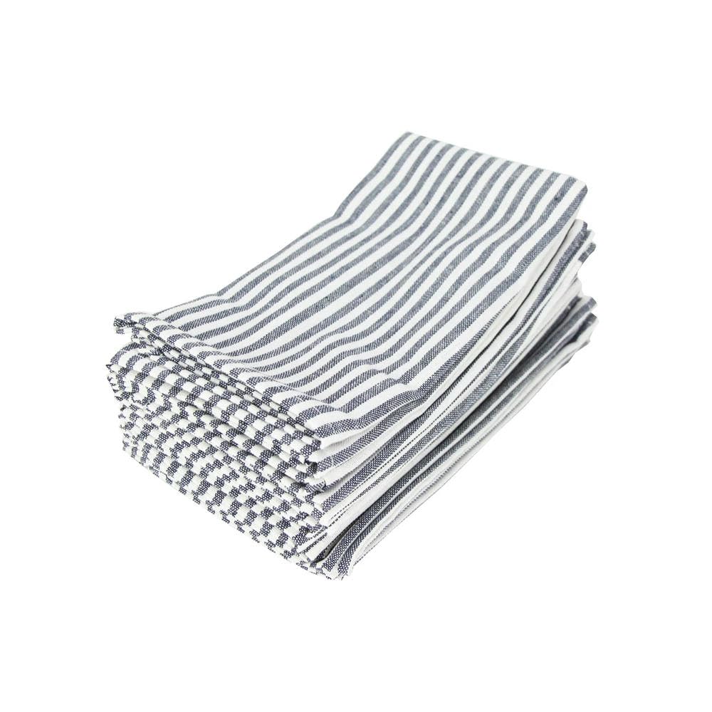 Juego de 8 servilletas y manteles individuales de mezcla de lino y algodón a rayas (40 x 30 cm), elegante vajilla para cenas, eventos, decoración del hogar