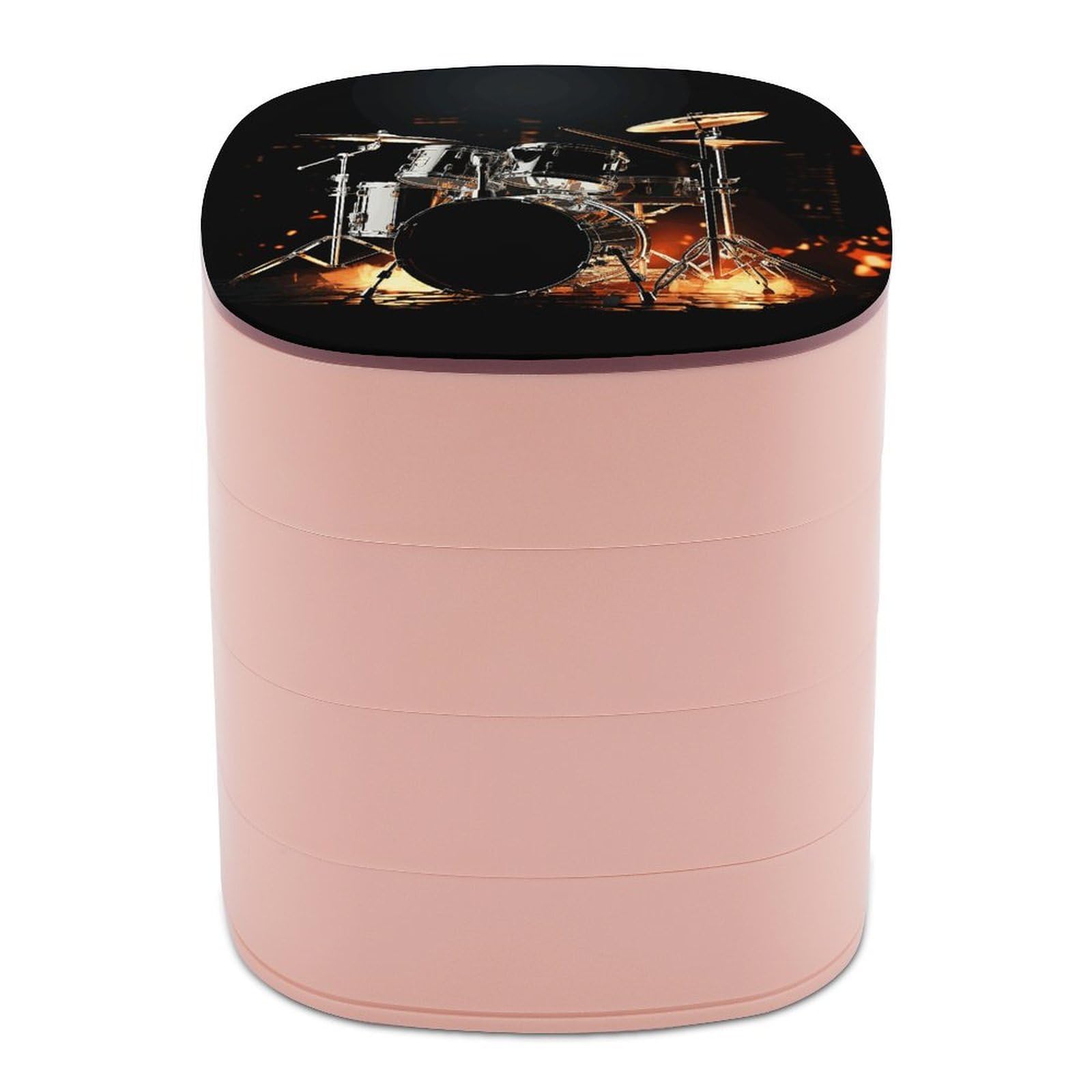 JTREHY Drummer Jewelry Box 4-Layer Covered Rotating Jewelry Storage Box Large Capacity Storage Boxes Portable Jewelry Case for Bracelets Earrings Necklace