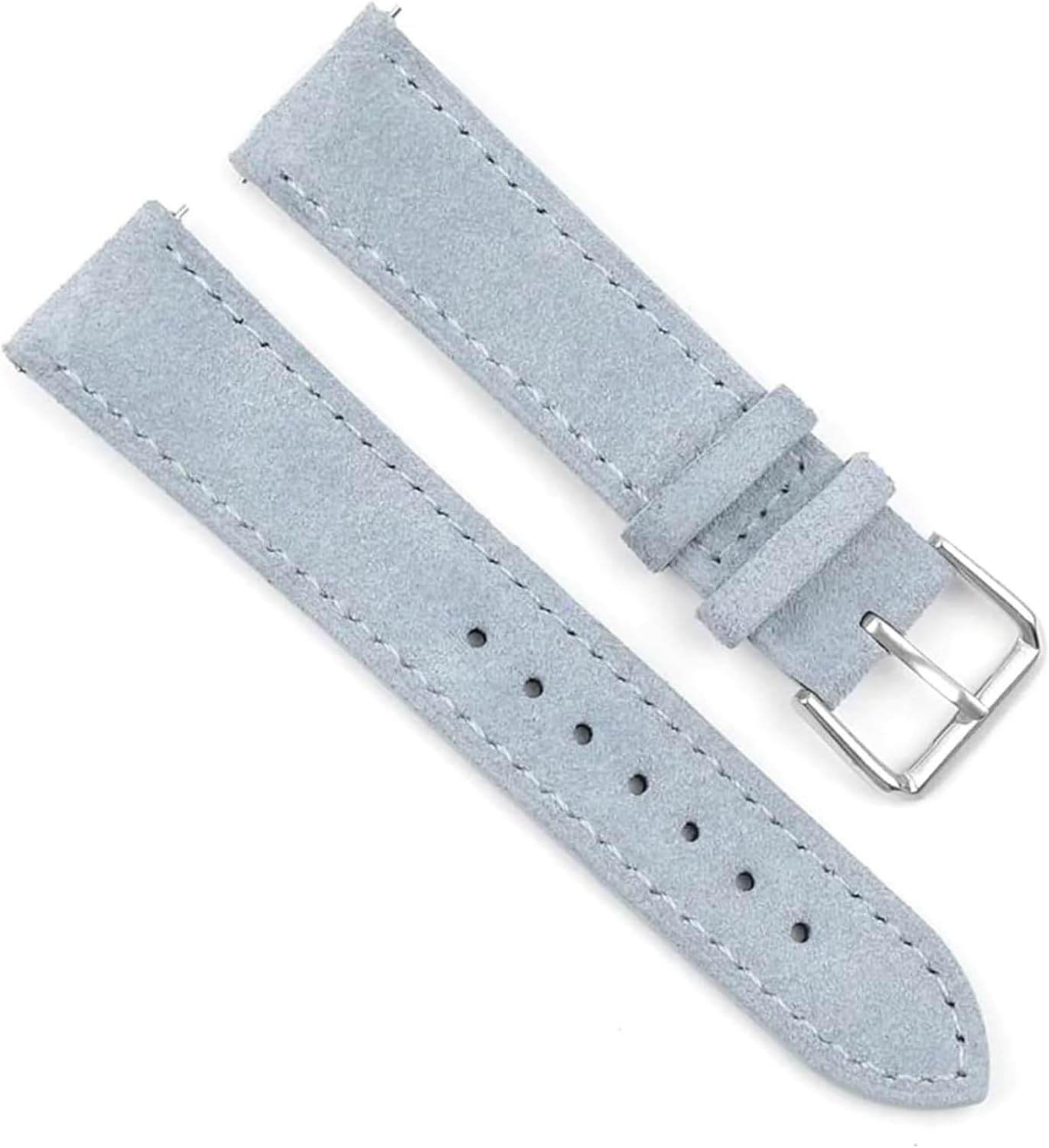 Paski uniwersalne dla kobiet i mężczyzn, Pasek do zegarka ze skóry zamszowej 16 mm 17 18 19 20 22 Ręcznie szyty pasek z szybkim zapięciem(Light Blue,24mm)